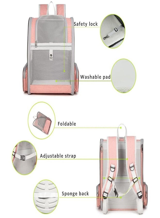 Foliam Foodie Puppies Pet Backpack Carrier for Small Cats Dogs | Ventilated Design, Safety Straps, Buckle Support, Collapsible | Designed for Travel, Hiking & Outdoor Use (Pink) - Image 3